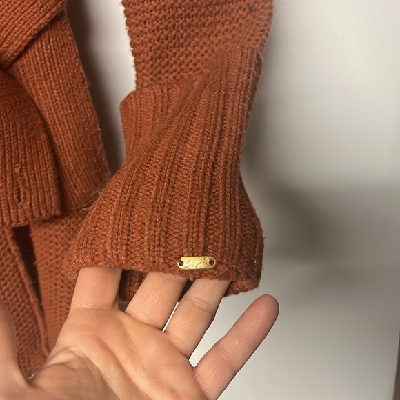 Dex Knit Mock Neck Cable Knit Belted Trench Shacket Coat - Picture 3 of 6